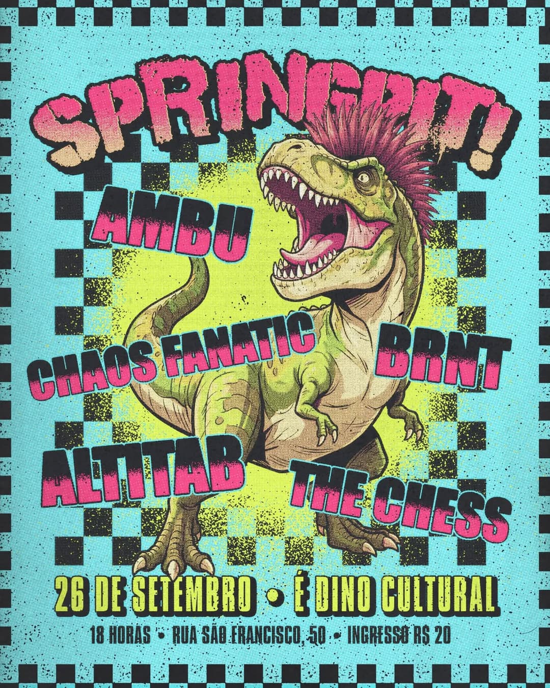 Flyer de AMBU, CHAOS FANATIC, ALTITAB, THE CHESS e BRNT