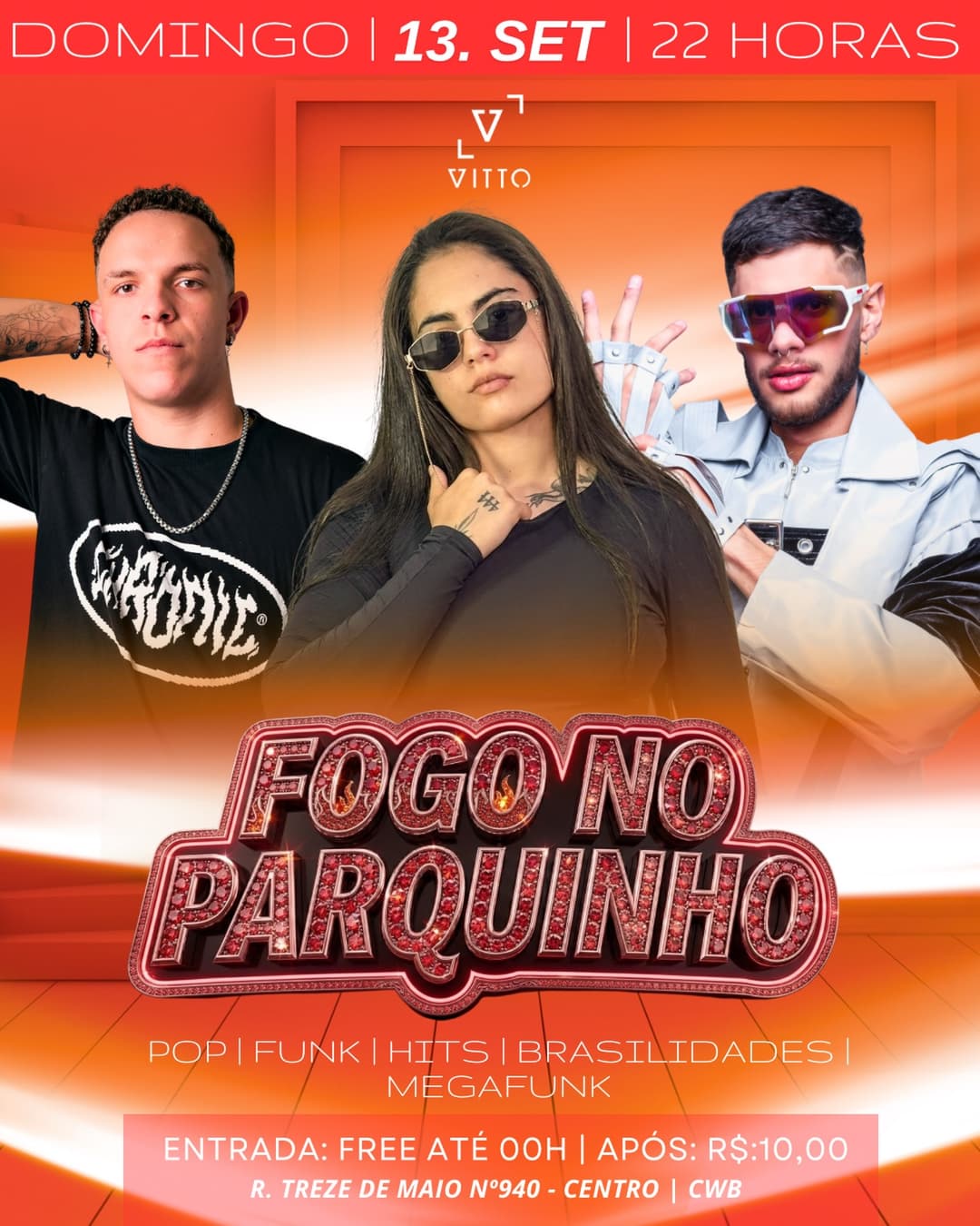 Flyer de Guilherme Mendes, DJ Kaufusion e Caio Cezar