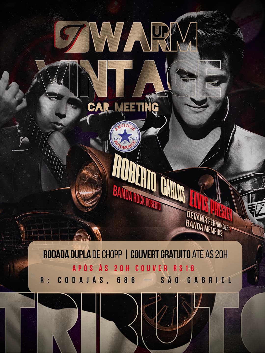 Flyer de Devanir Fernandes & Banda Memphis e Banda Rock Roberto