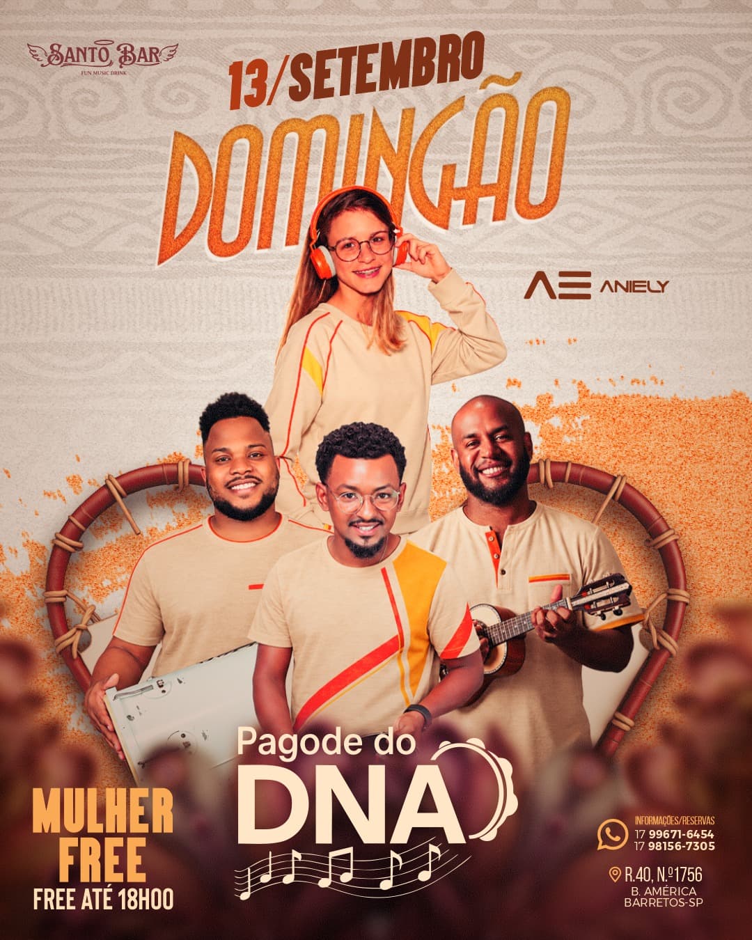Flyer de Ainely e Pagode do DNA