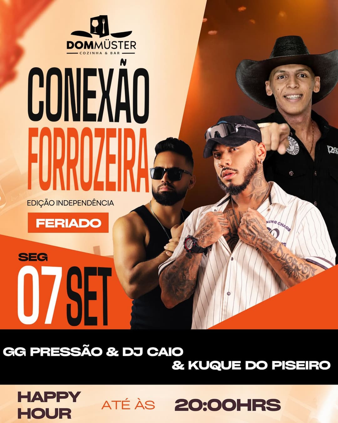 Flyer de AKA CVIO, GG Pressão e Kuque do Piseiro