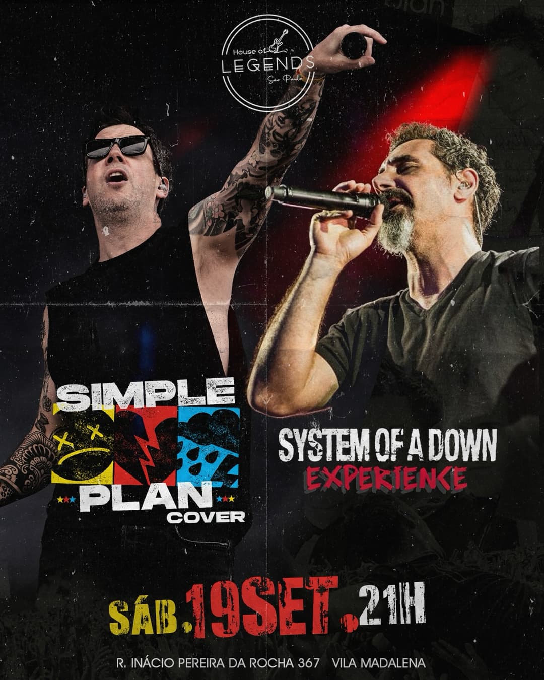 Flyer de Simple Plan Cover e System of a Down Experience
