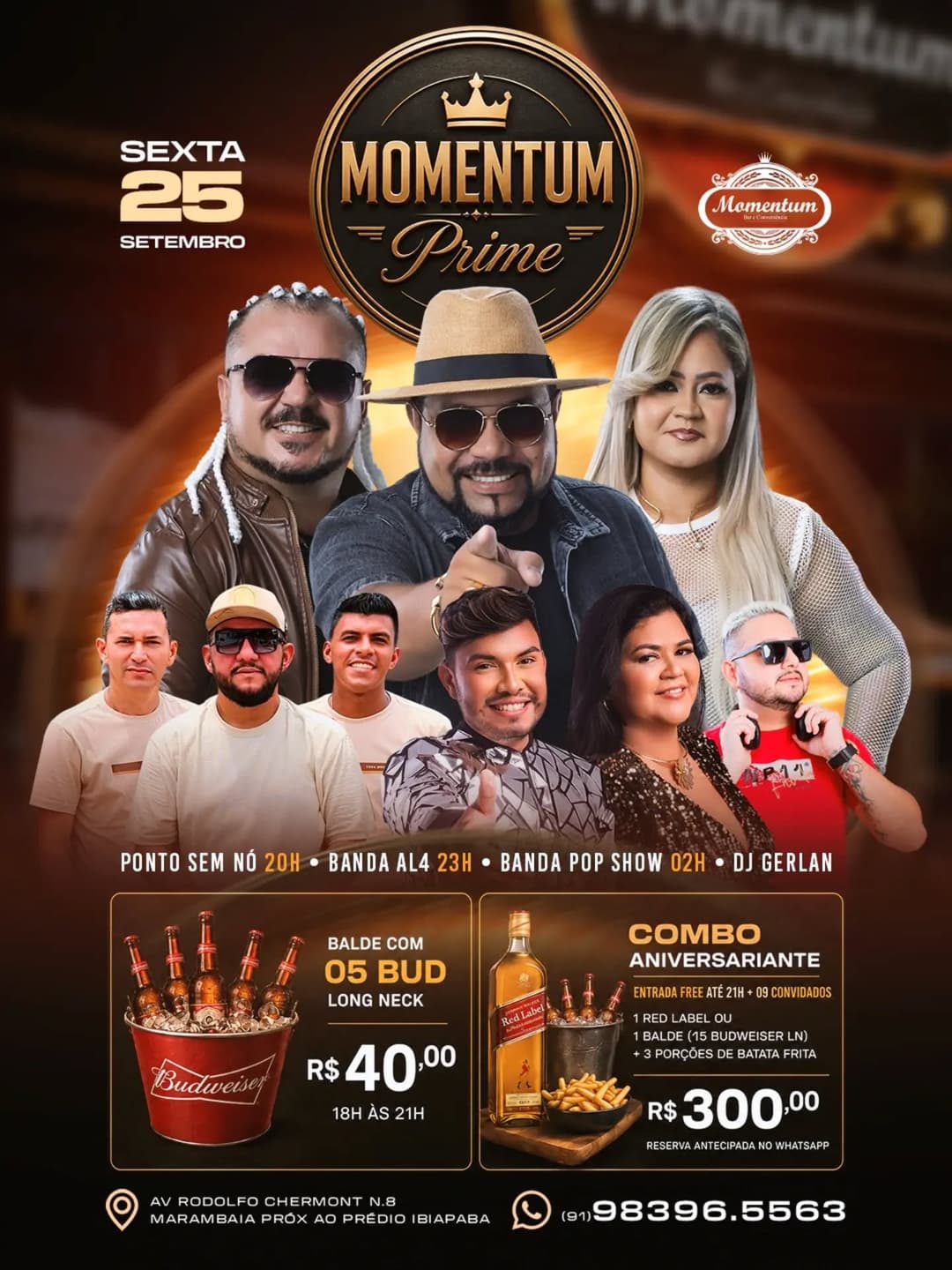 Flyer de Ponto Sem Nó, Banda AL4 e Banda Pop Show