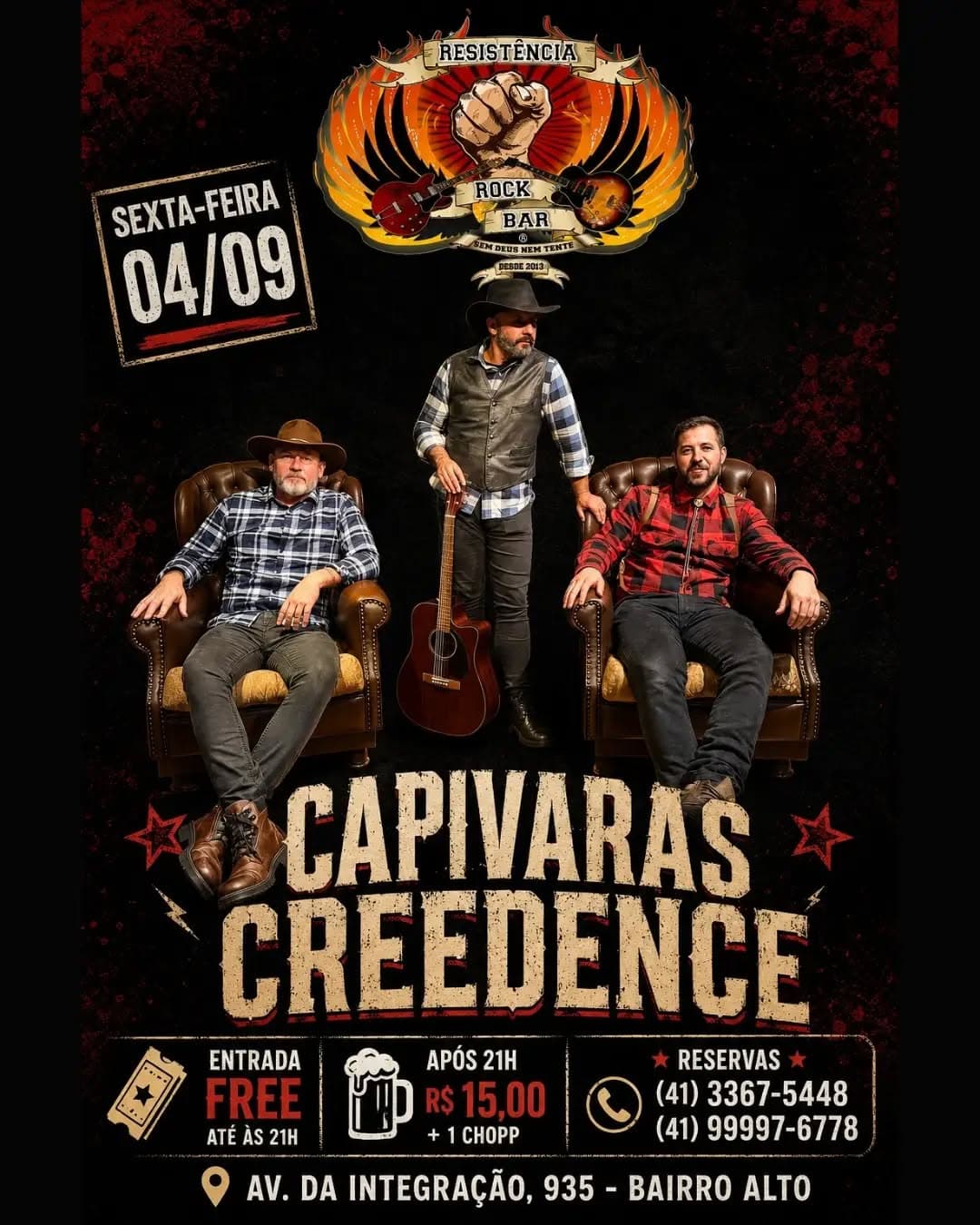 Flyer de Capivaras Creedence Revival