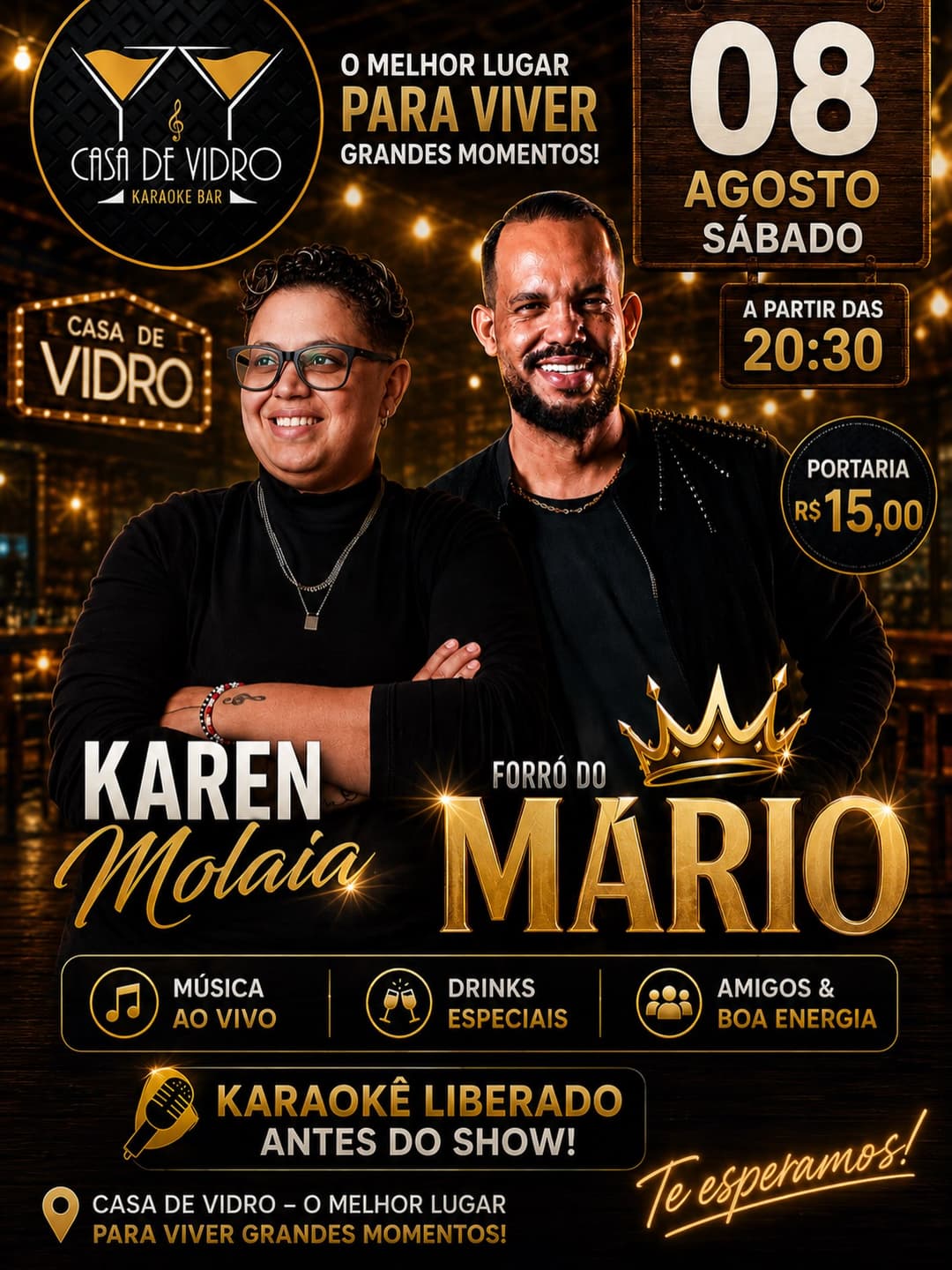 Flyer de Karen Molaia e Forró do Mário