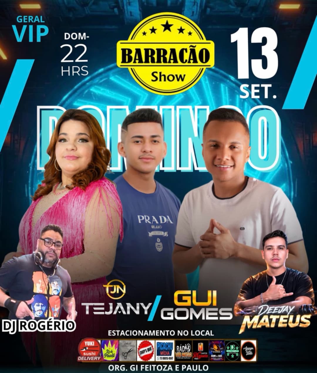 Flyer de Gui Gomes, Tejany, DJ Rogério e DeeJay Mateus