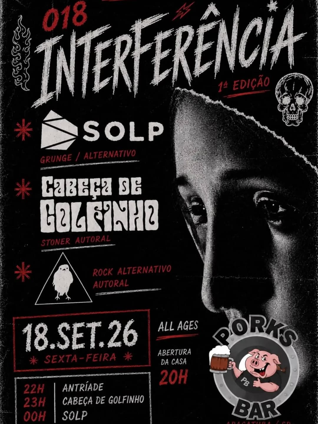 Flyer de antriadeoficial, CABEÇA DE GOLFINHO e solp_rock