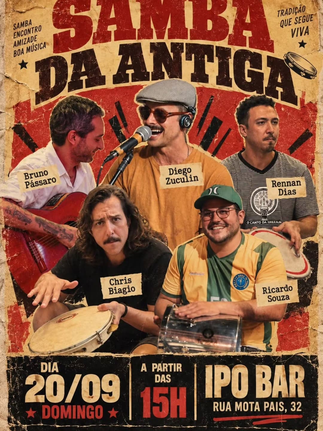 Flyer de Ricardo Costa, Bruno Pássaro e mais 3 artistas