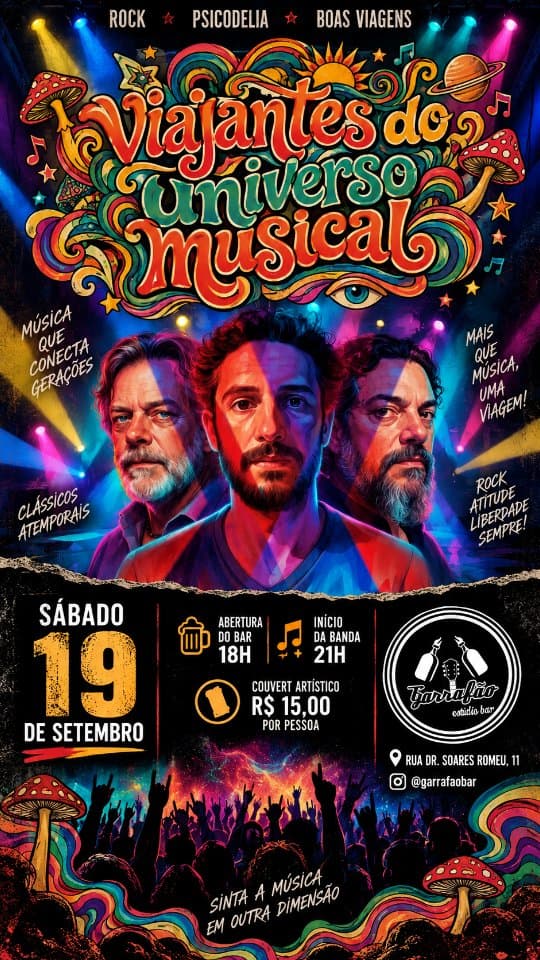 Flyer de Viajantes do Universo Musical