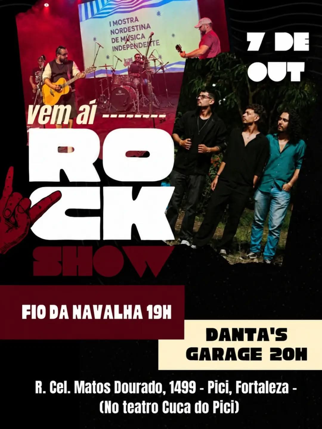 Flyer de Banda Fio da Navalha e Danta's Garage