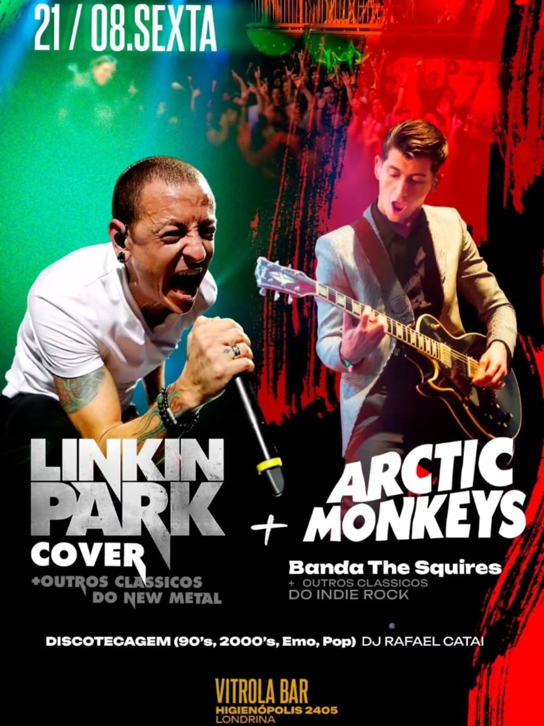 Flyer de LINKIN PARK COVER, The Squires e DJ Rafael Catai