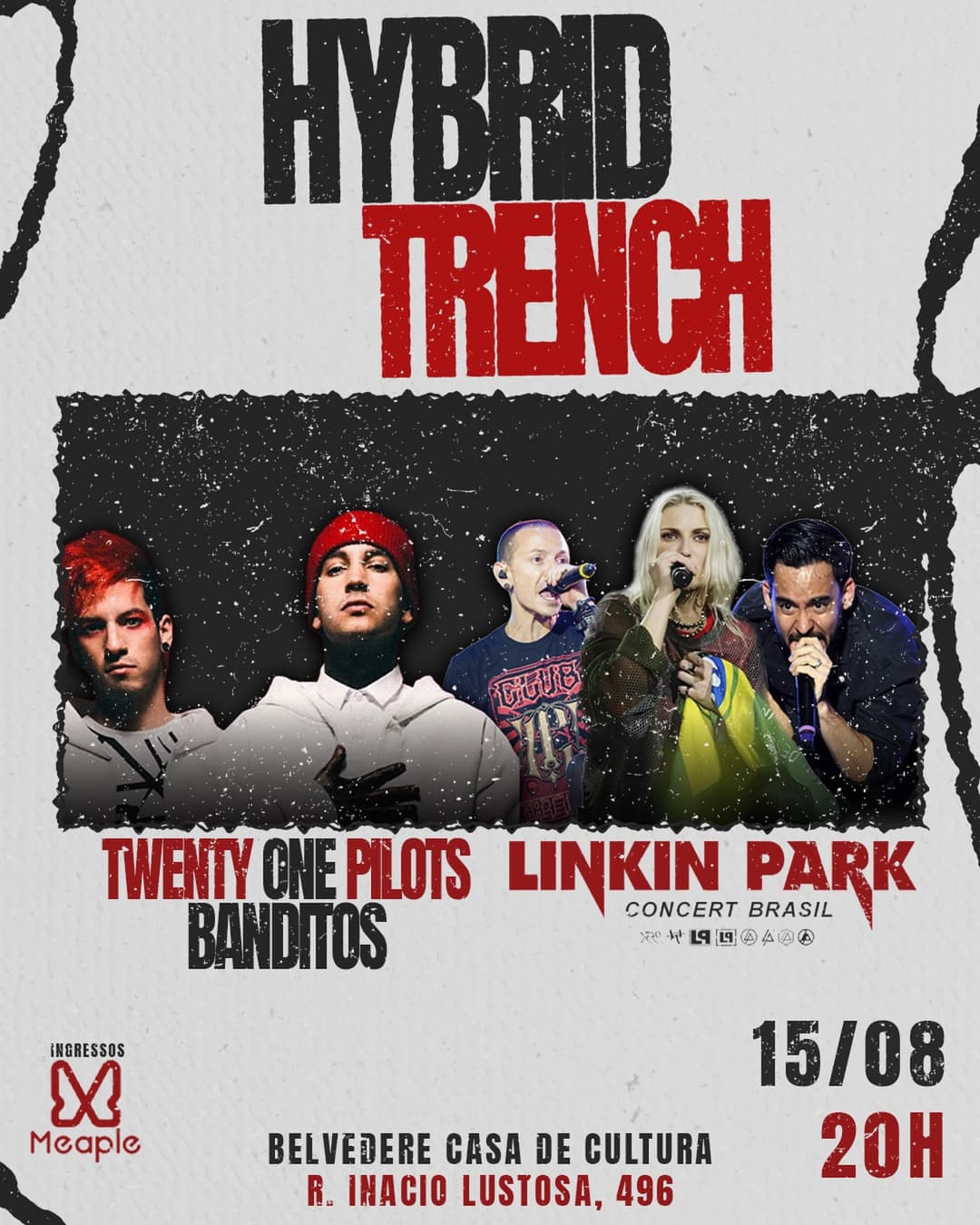 Flyer de Linkin Park Concert, Hybrid Trench e Twenty One Pilots e Linkin Park