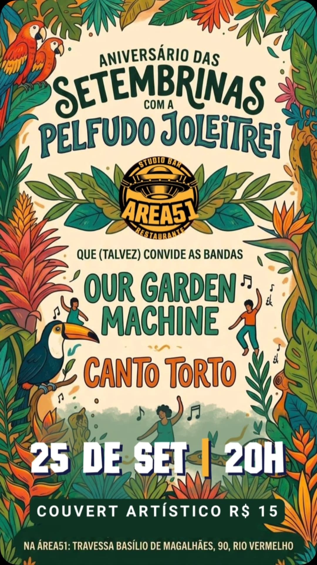 Flyer de Pelfudo Joleitrei, Our Garden Machine e Canto Torto