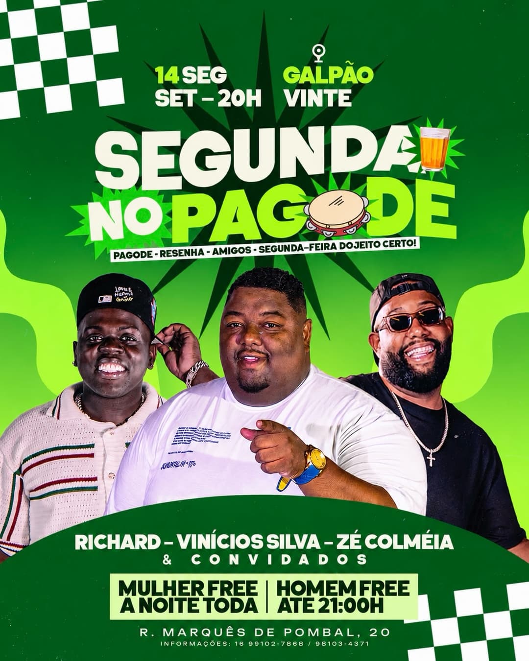 Flyer de Richard, Vinícius Silva e Zé Colméia
