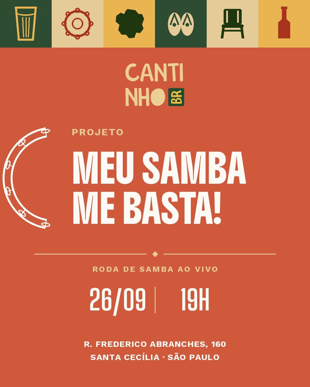 Flyer de Meu Samba Me Basta