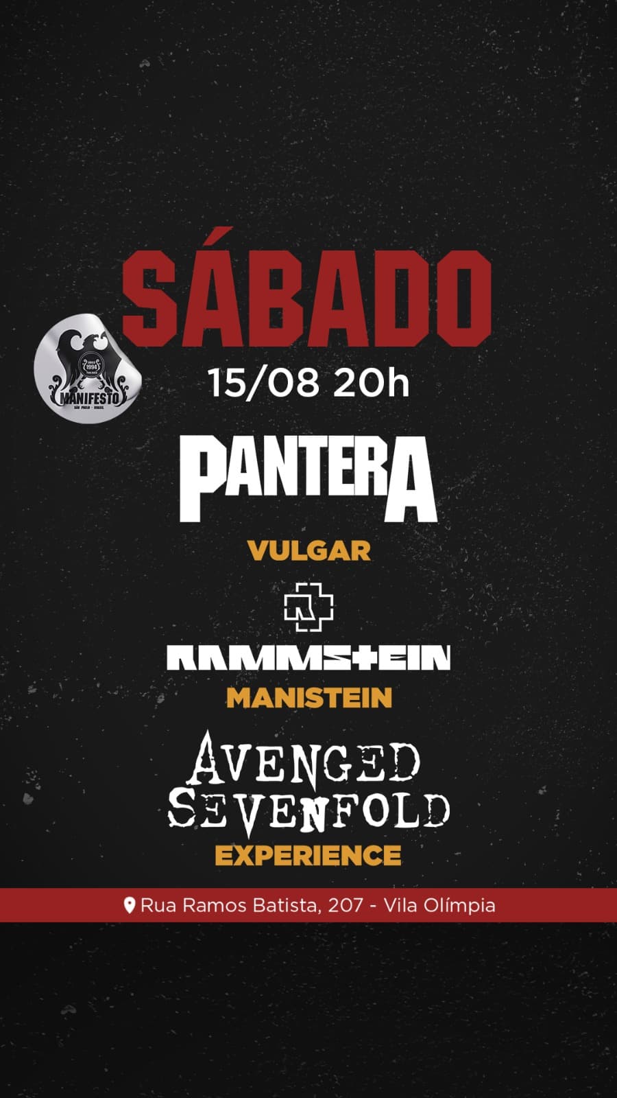 Flyer de Avenged Sevenfold Experience