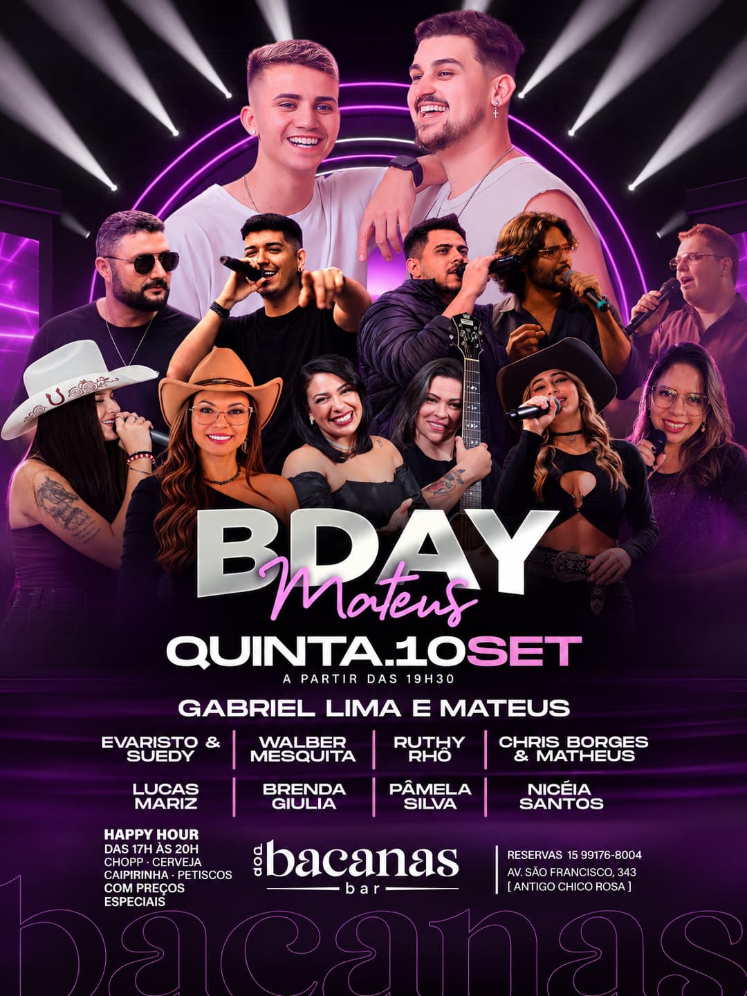 Flyer de Gabriel Lima e Mateus e mais 8 artistas
