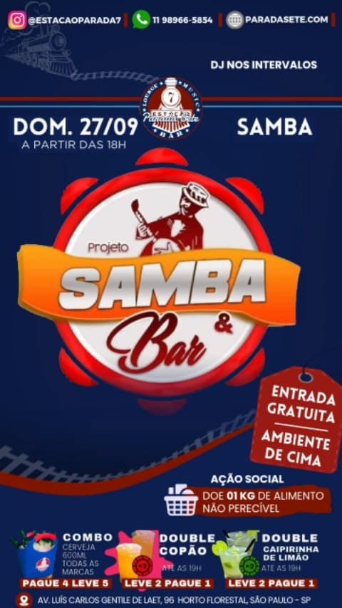 Flyer de Samba & Bar