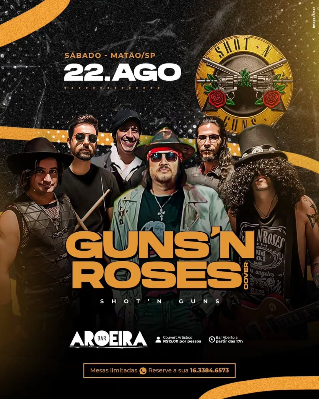 Flyer de Banda Shot n Guns // Guns N`Roses Cover