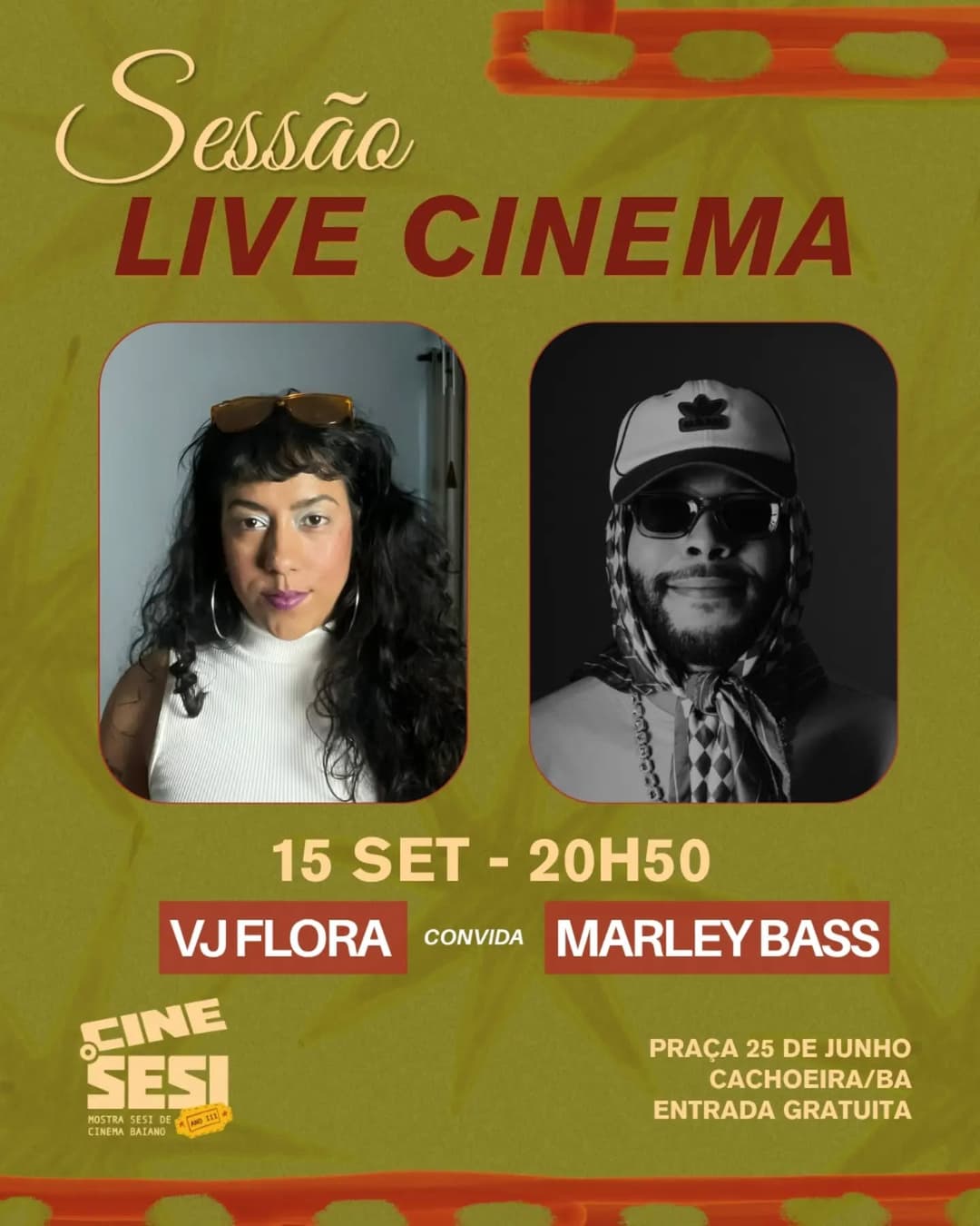 Flyer de VJ Flora e DJ Marley Bass