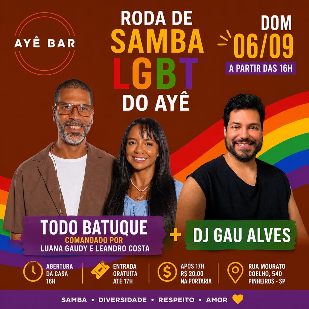 Flyer de Todo Batuque e DJ Gau Alves