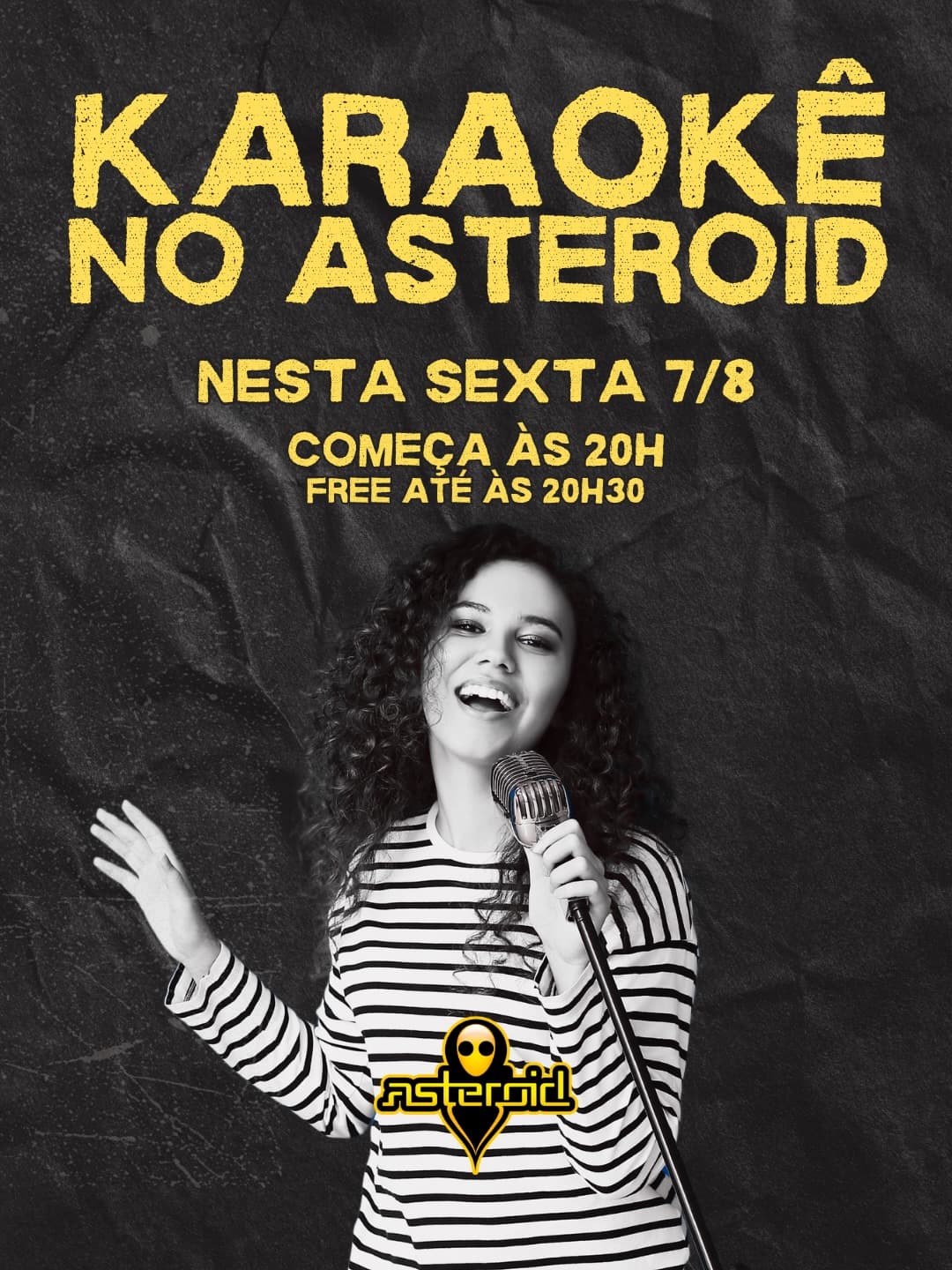 Flyer de Karaokê do Asteroid, DJ Eric Marques e DJ Guerra