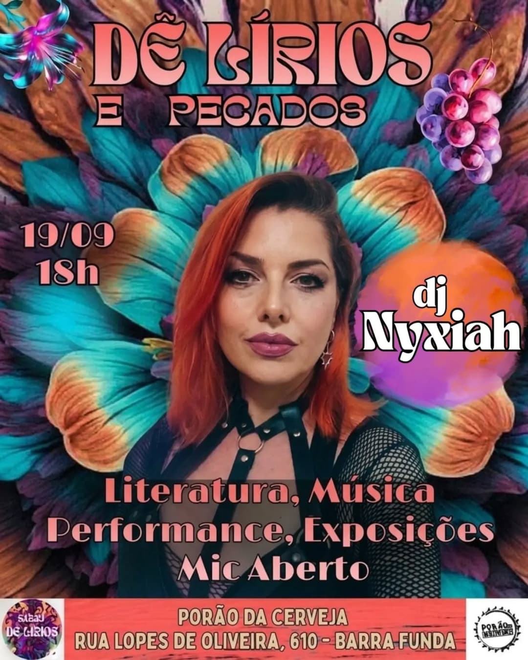 Flyer de Ji - DJ Nyxiah e Saraude Lírios