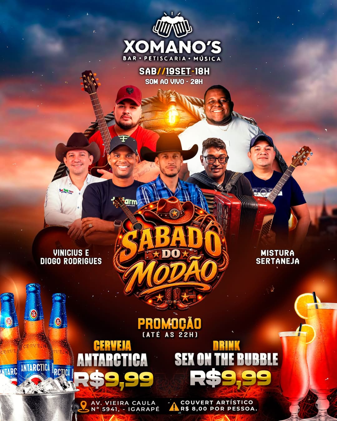 Flyer de Diôgo Rodrigues, Vinicius Soares e mais 1 artista