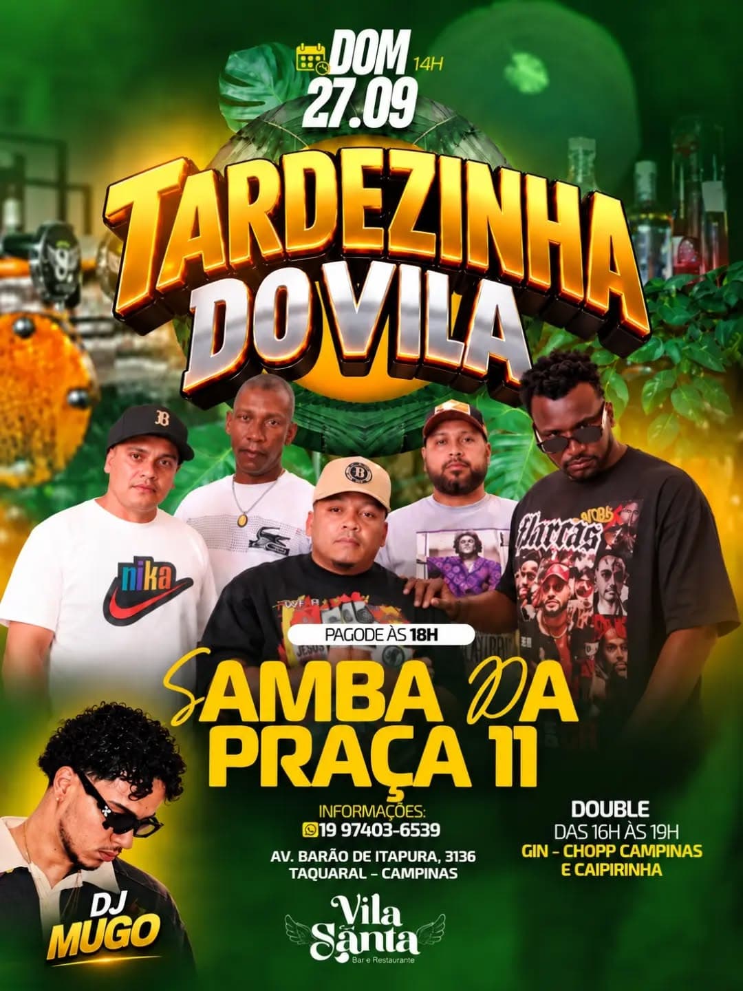 Flyer de Samba da Praça 11 e DJ Mugo