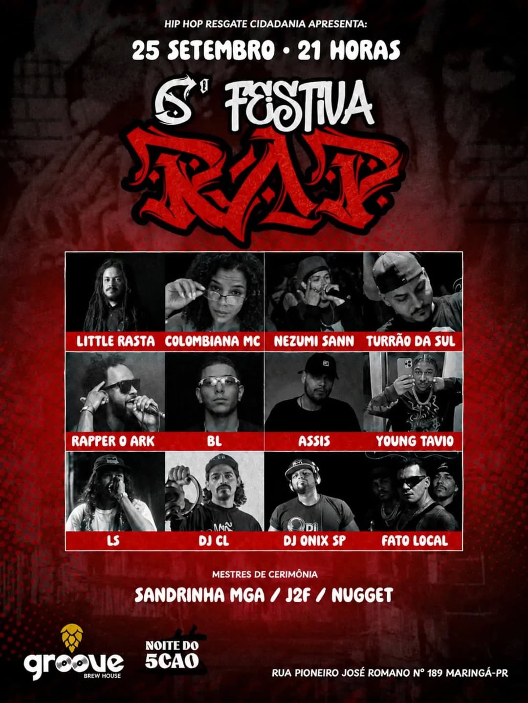 Flyer de Assis, LS, Little Rasta e mais 9 artistas