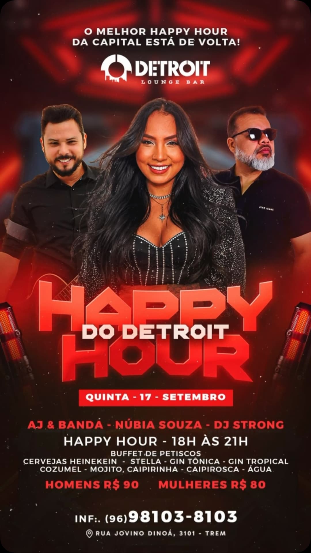 Flyer de AJ & Banda, Núbia Souza e DJ STRONG
