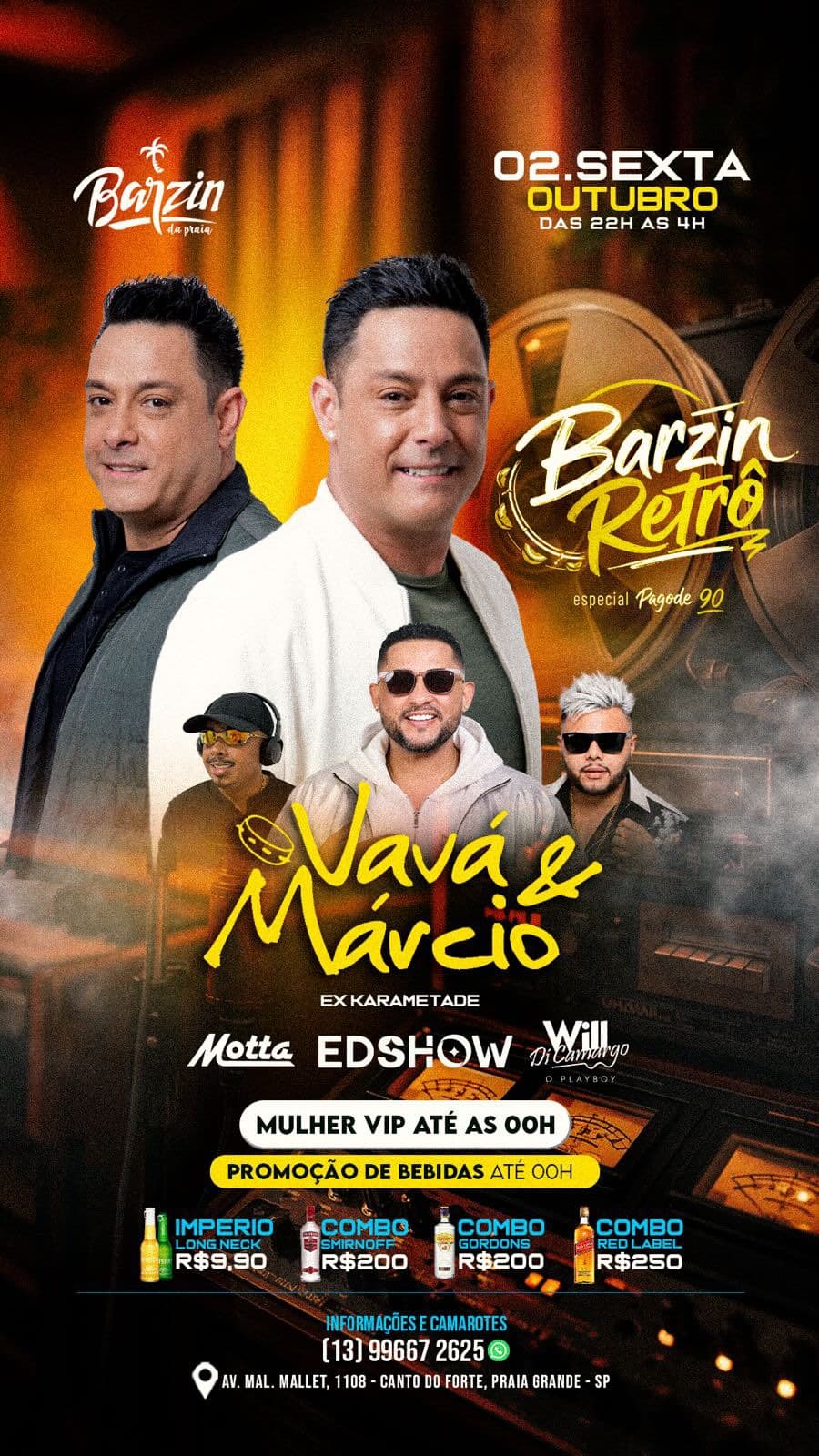 Flyer de Will Di Camargo, Mavá & Márcio, Edshow e DJ Motta