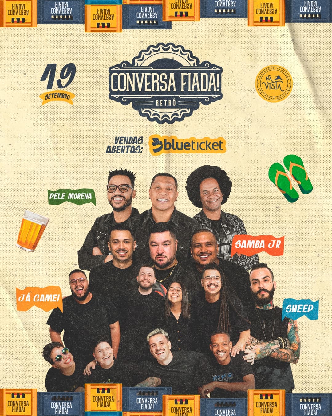 Flyer de Pele Morena, Samba Jro, Grupo Jagamei e Sheep DJ