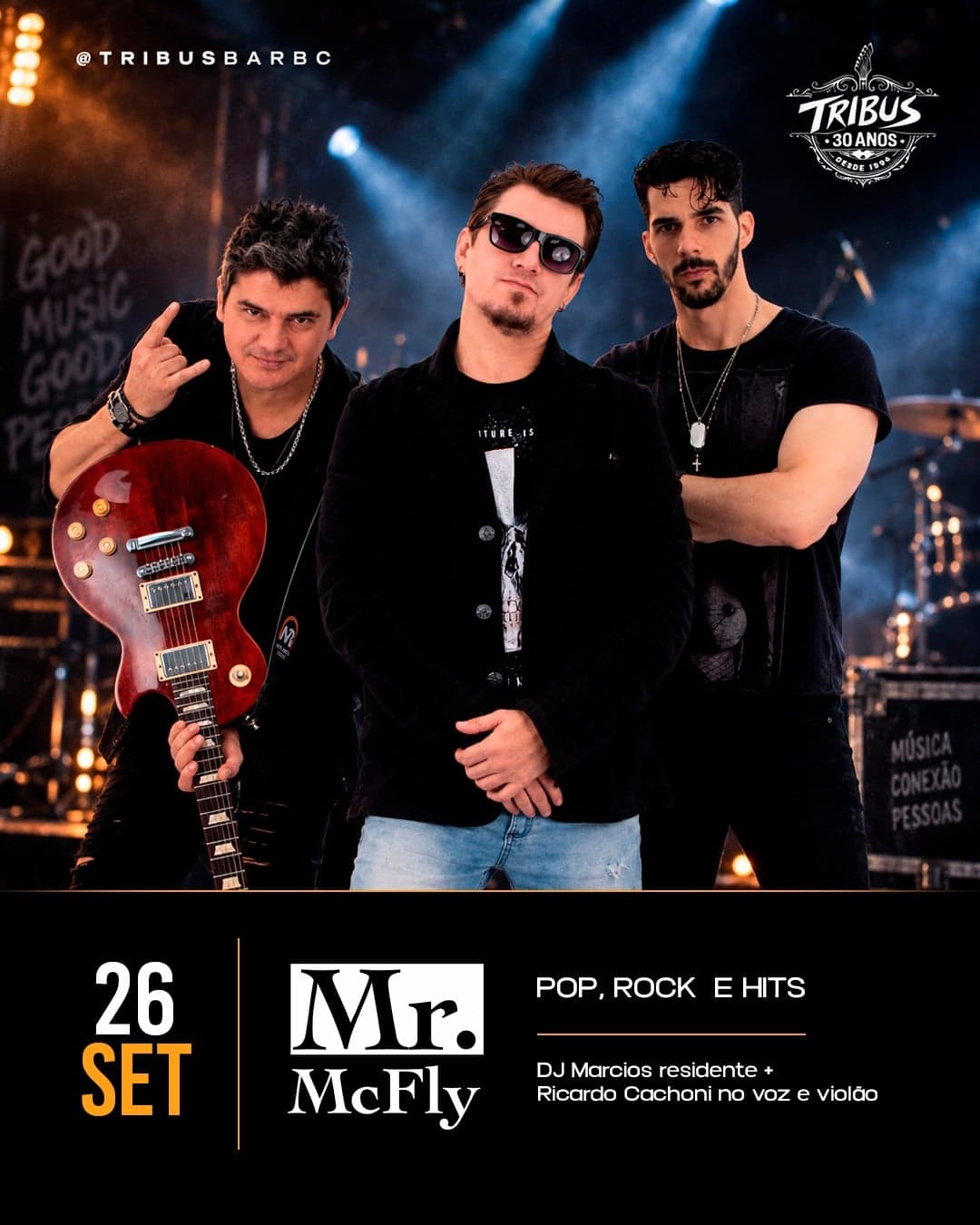 Flyer de Mr. McFly, Ricardo Cachoni e DJ Marcios