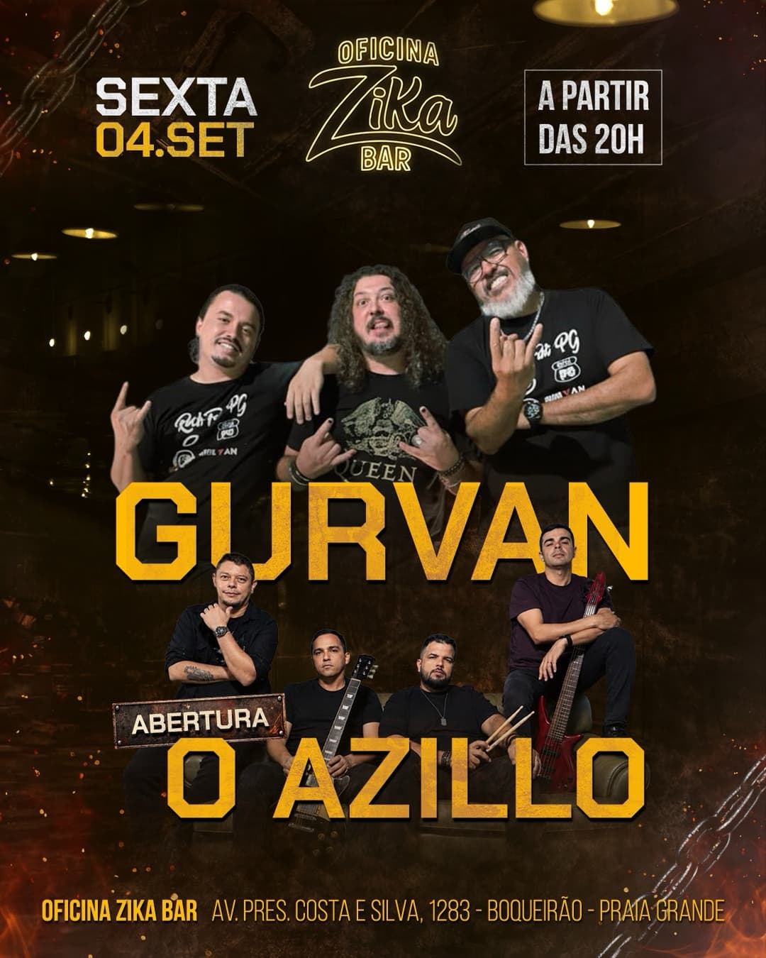 Flyer de Banda O Azillo e Gurvan
