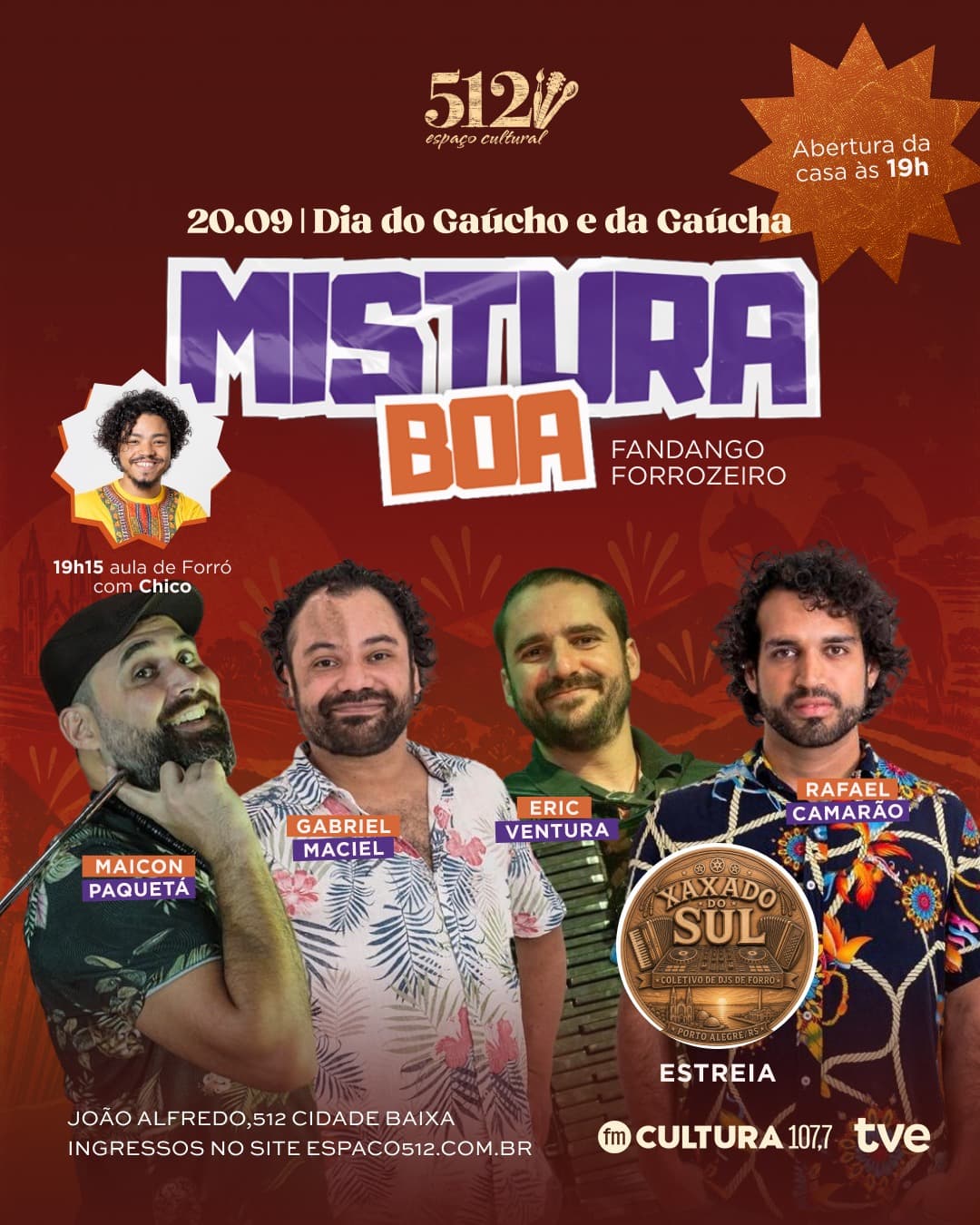 Flyer de Mistura Boa e Coletivo Xaxado do Sul