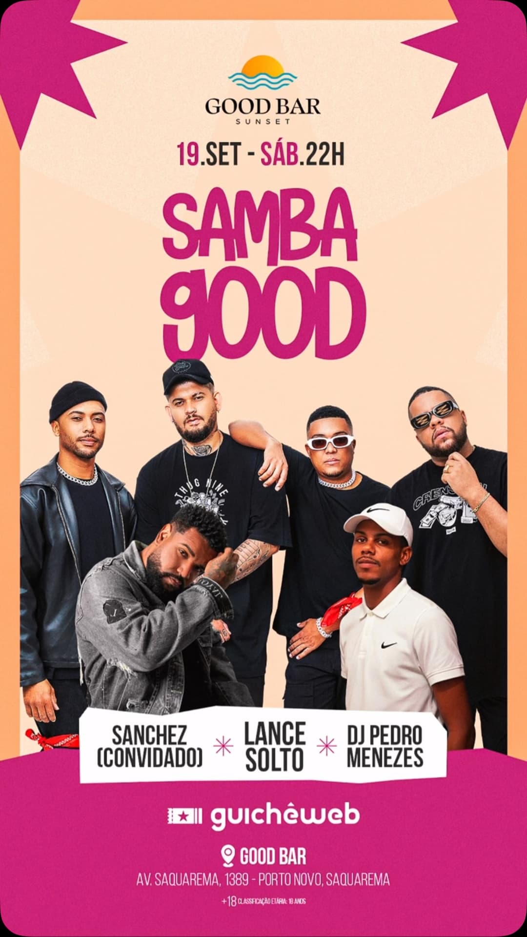 Flyer de Lance Solto, Sanchez e DJ Pedro Menezes