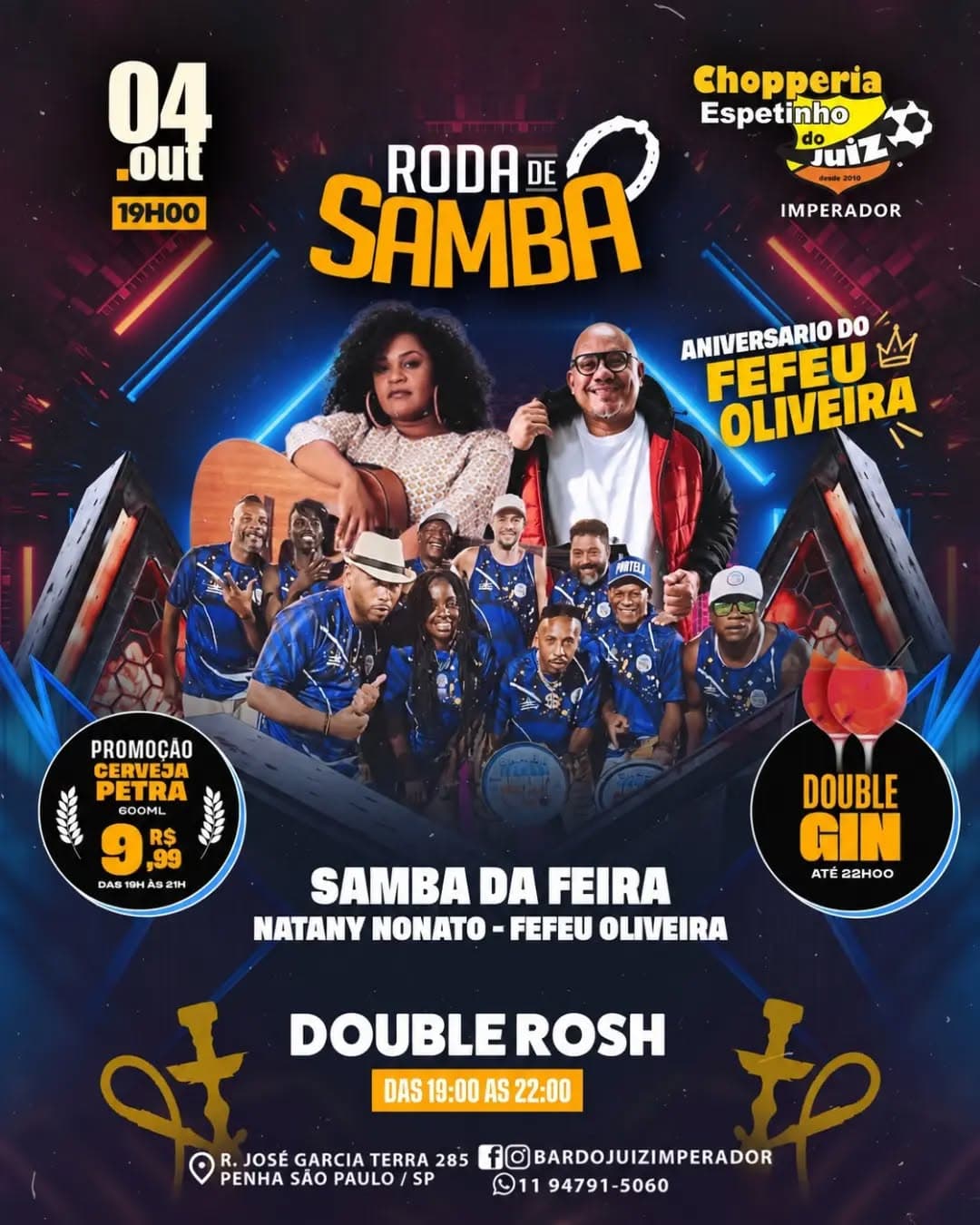 Flyer de Samba da Feira ZL, Grupo Caxambu e mais 2 artistas