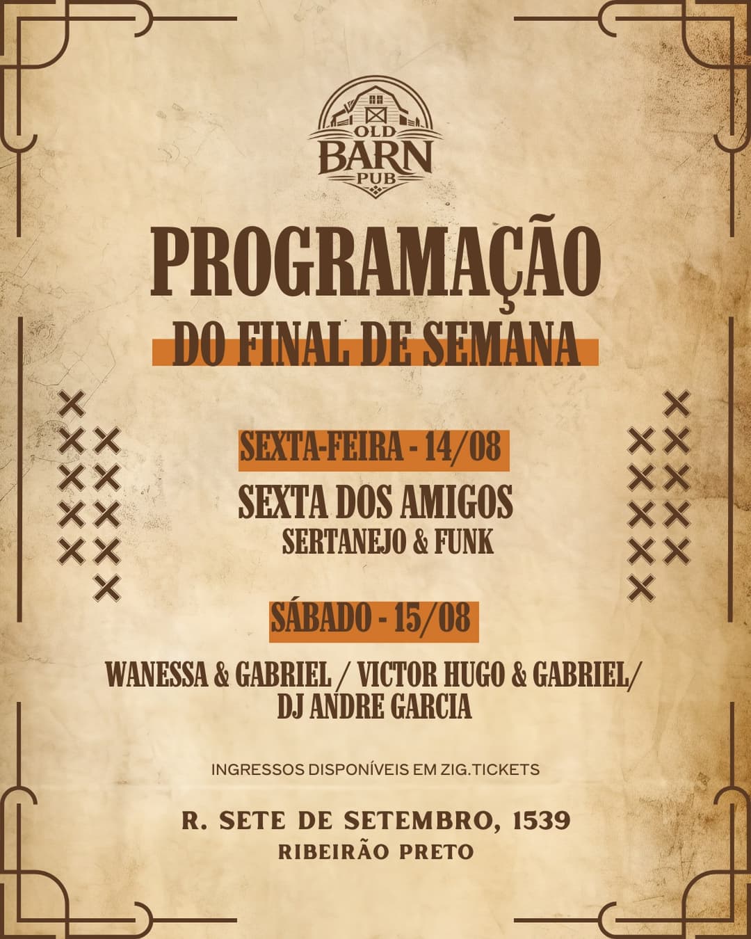 Flyer de Wanessa & Gabriel e André Garcia