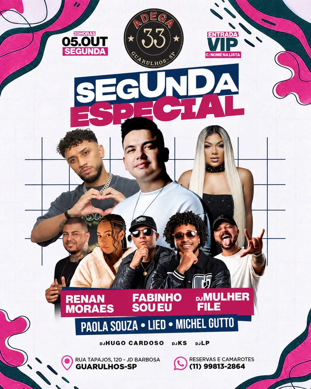 Flyer de Fabinho Sou Eu!, Renan Moraes e mais 4 artistas
