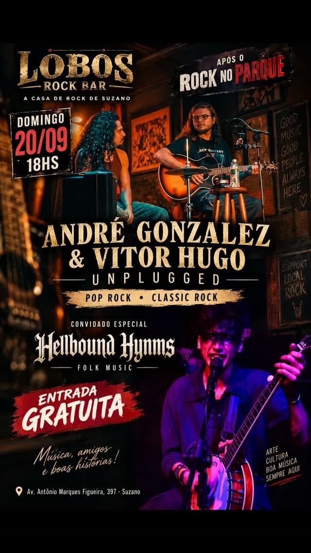 Flyer de Hellbound Hymns Band e andregonzalezbr