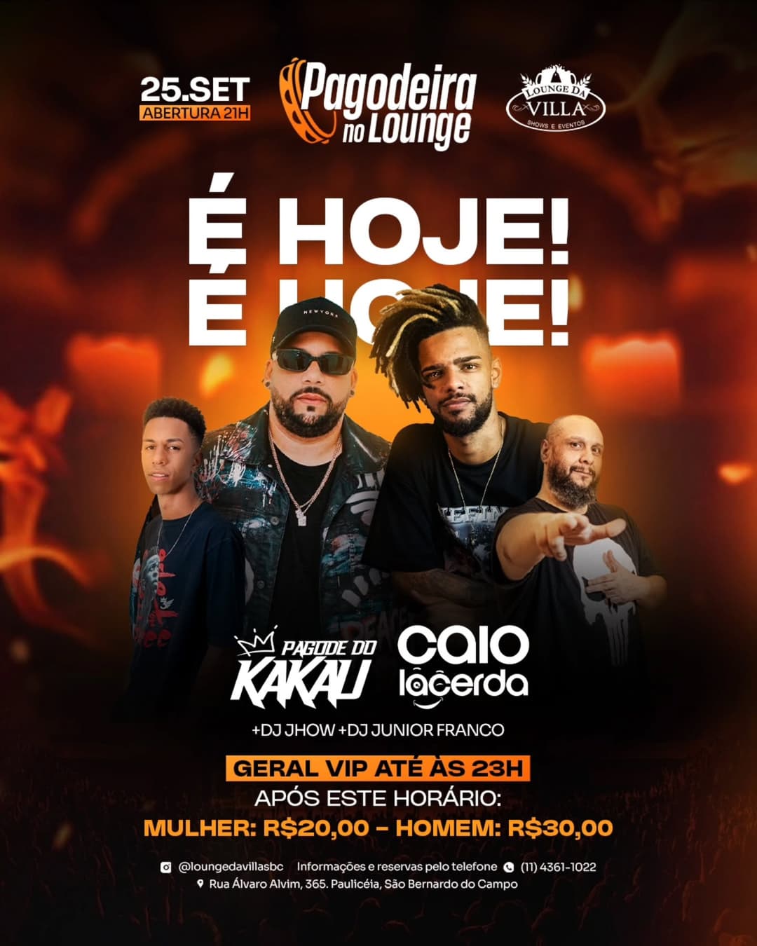 Flyer de Felipe Kakau, Colo Lacerda, DJ Jhow e DJ Junior Franco