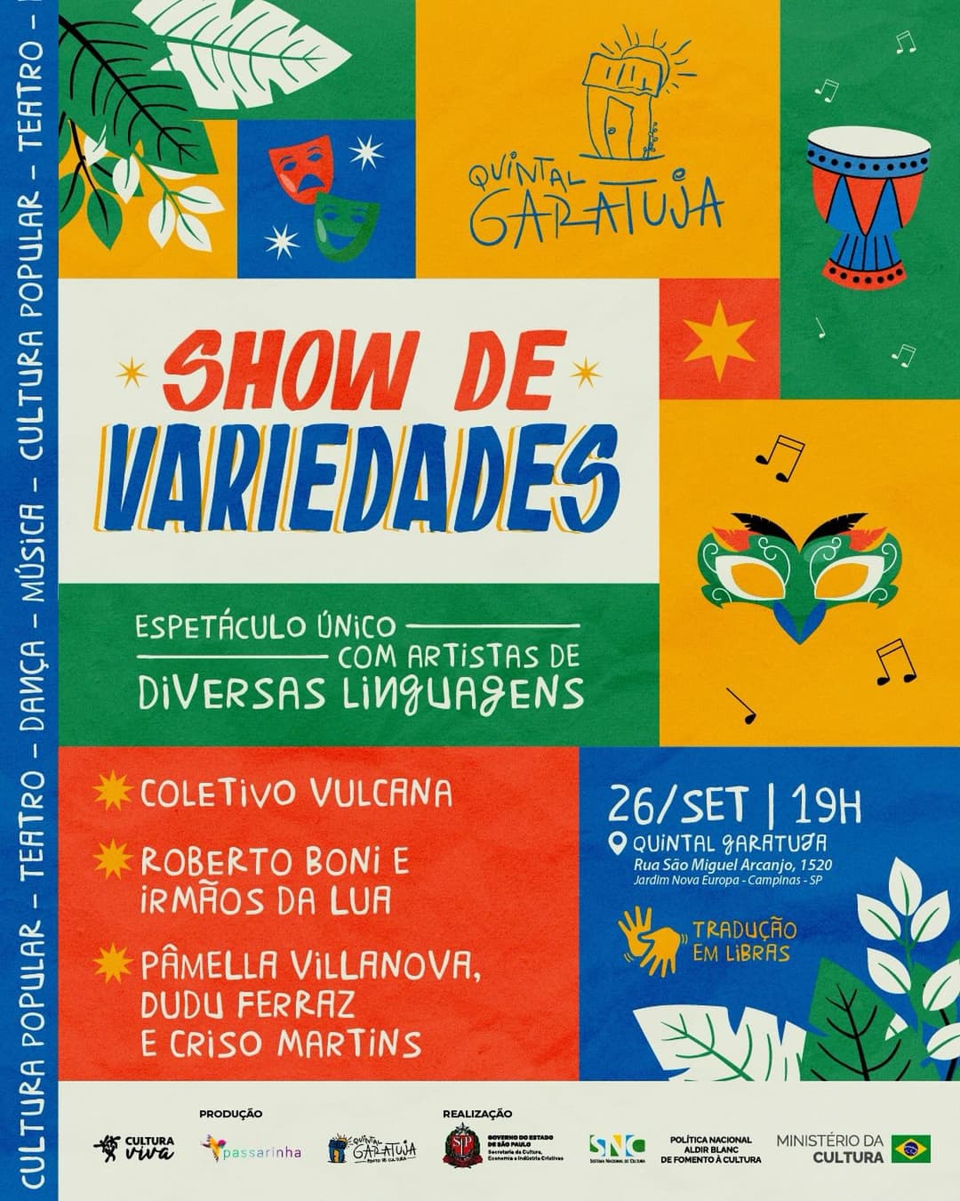 Flyer de Coletivo Vulcanas, Encantorias e mais 5 artistas