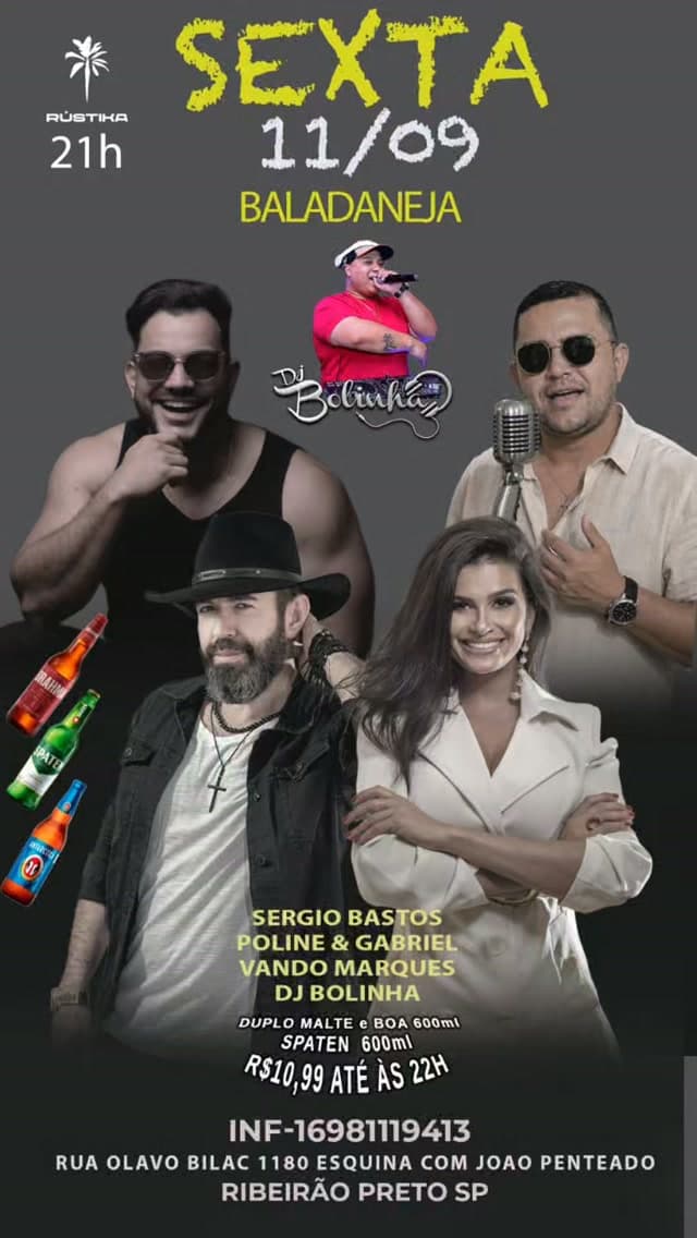Flyer de Poline & Gabriel, Sérgio Bastos e mais 2 artistas