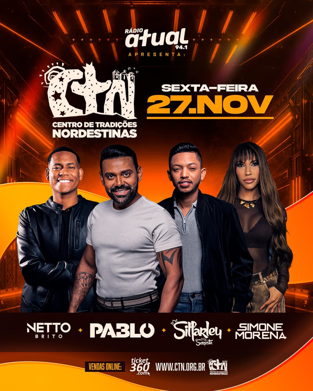 Flyer de Neto Brito, Pablo, Sil Farley e Simone Morena