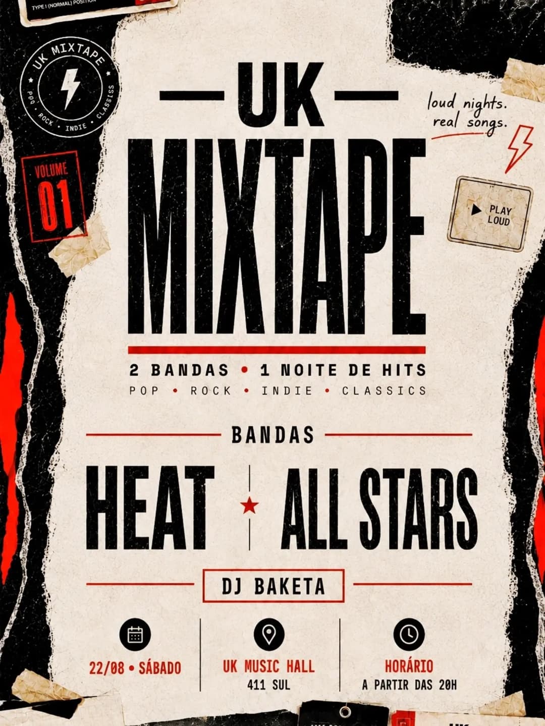 Flyer de Banda All Stars, DJ Baketa e Heat