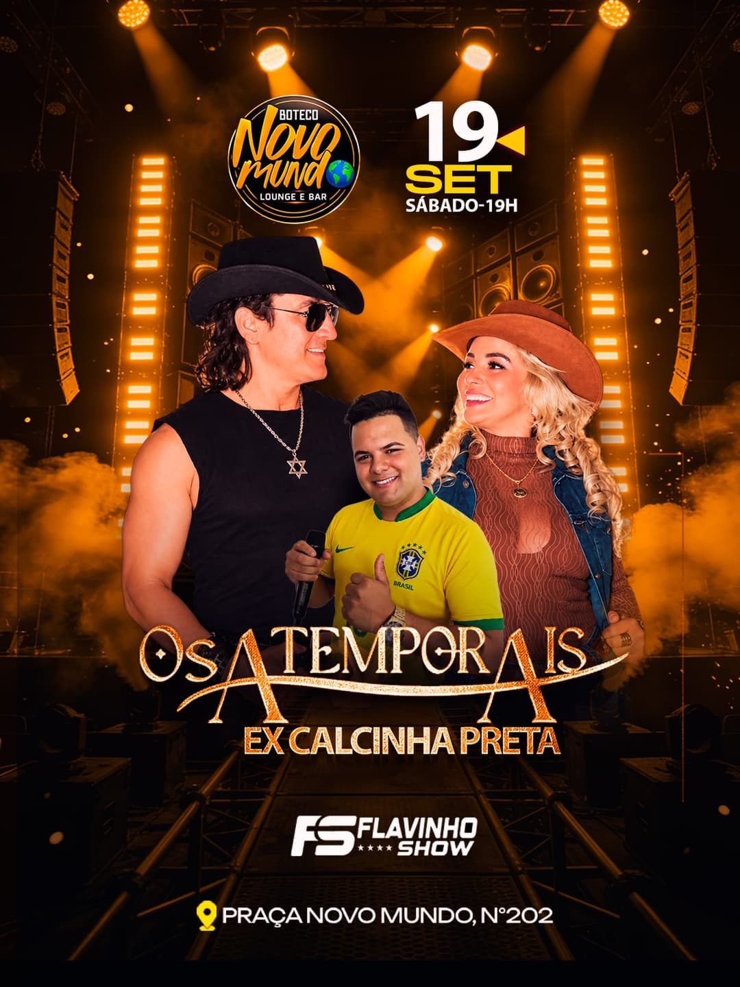 Flyer de Ex-Calcinha Preta, Os Atemporais e Flavinho Show