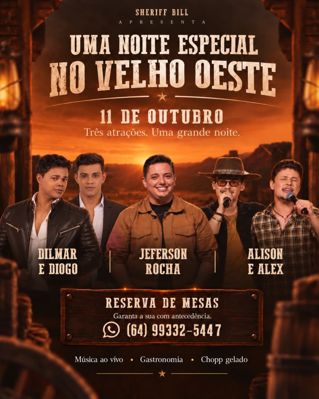 Flyer de Allison e Alex, Jeferson Rocha e Dilmar e Diogo