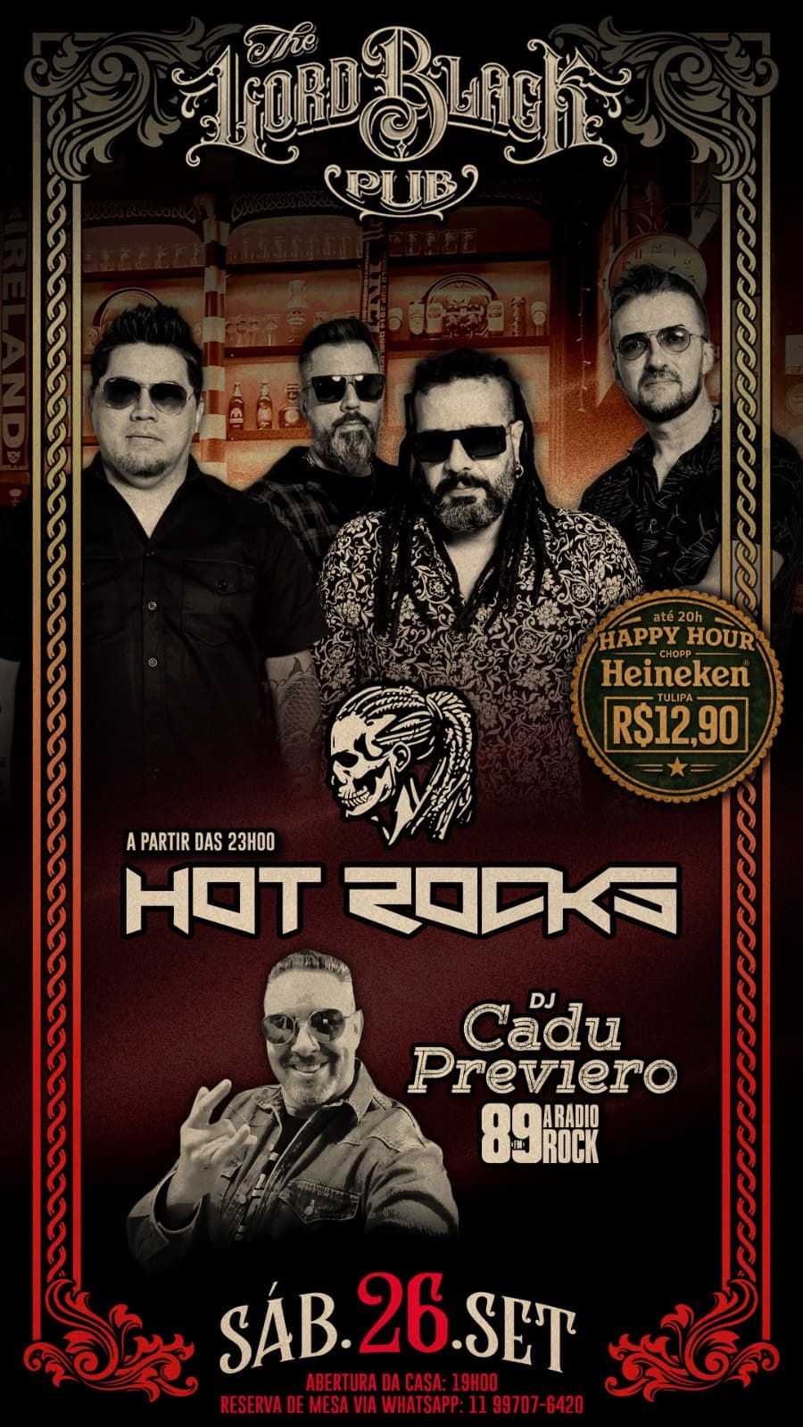 Flyer de Banda Hot Rocks e DJ Cadu