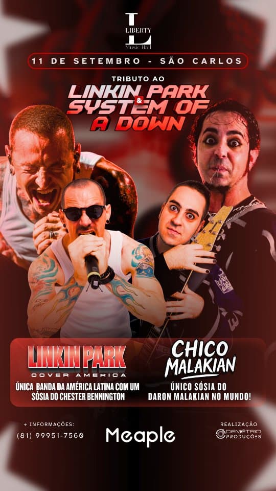 Flyer de Linkin Park Cover América e Chico Malakian